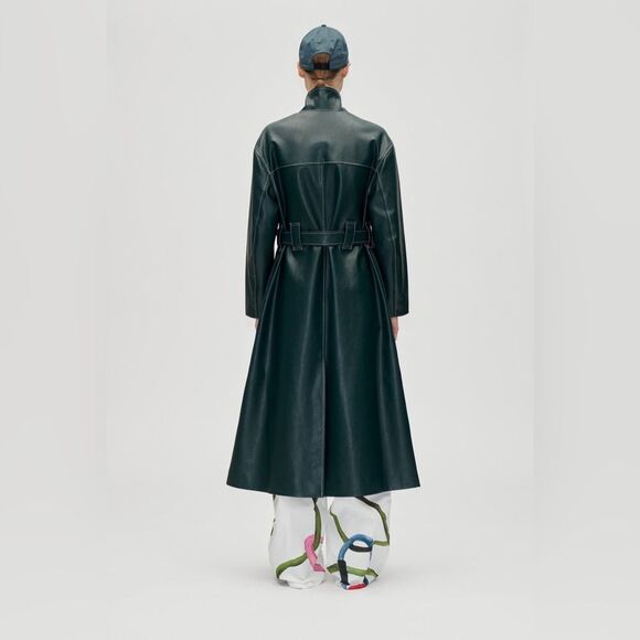 Stine Goya DROPPED SHOULDER HIGH COLLAR COAT - DARK GREEN, size XS - Picture 3 of 16